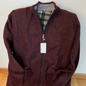 Cardigan Knitted Sweater, long sleeve, stand collar, full front zipper (men's)